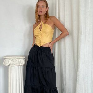 NWT Miley Halter Leather Top in Mellow Yellow Size Small